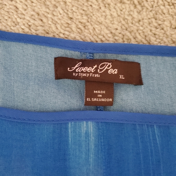 3 XL blouses 2 notations chiffon overlay keyhole neck 1 Sweet Pea semisheer - Picture 5 of 12